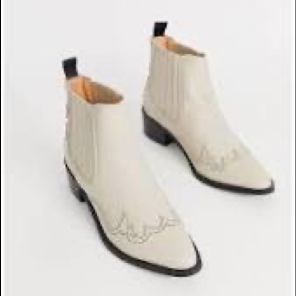 Selected Femme cream cowboy boots - Picture 1 of 11